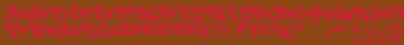 フォントK1996J – 赤い文字が茶色の背景にあります。