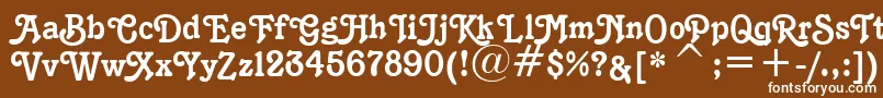 K1996J-fontti – valkoiset fontit ruskealla taustalla