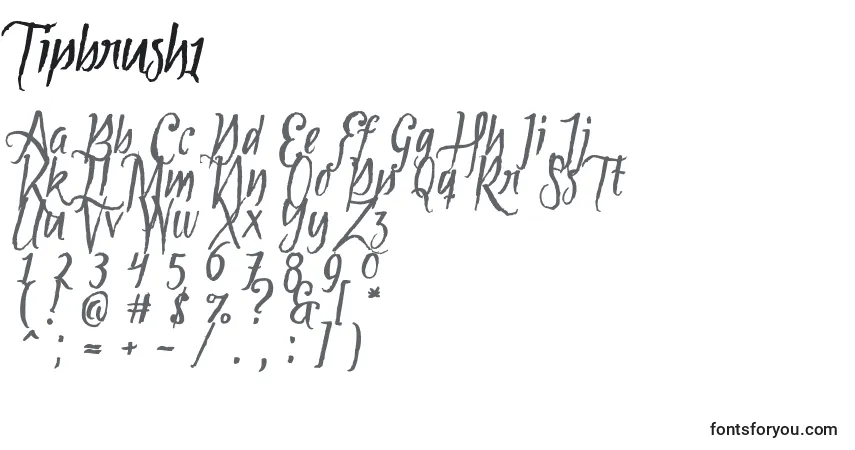 Czcionka Tipbrush1 – alfabet, cyfry, specjalne znaki