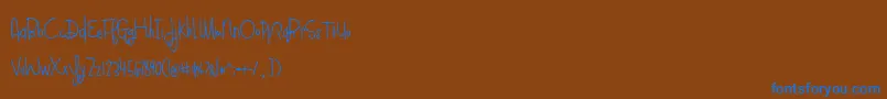 フォントBlueberyOatmealBold – 茶色の背景に青い文字
