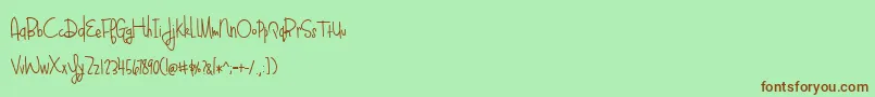 BlueberyOatmealBold-Schriftart – Braune Schriften auf grünem Hintergrund