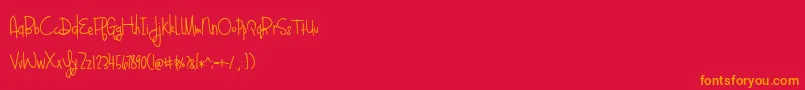 BlueberyOatmealBold-Schriftart – Orangefarbene Schriften auf rotem Hintergrund