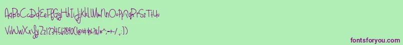 BlueberyOatmealBold Font – Purple Fonts on Green Background