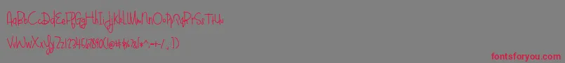 フォントBlueberyOatmealBold – 赤い文字の灰色の背景