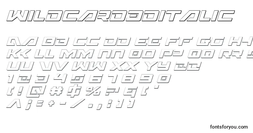 A fonte Wildcard3DItalic – alfabeto, números, caracteres especiais