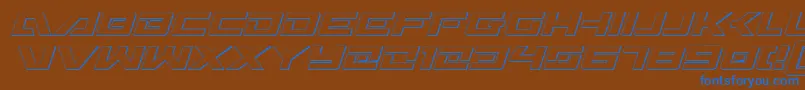 Wildcard3DItalic-Schriftart – Blaue Schriften auf braunem Hintergrund