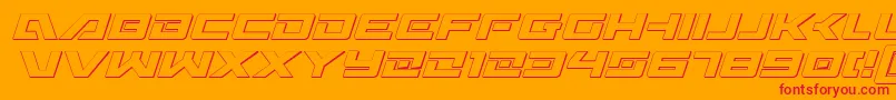 Wildcard3DItalic-fontti – punaiset fontit oranssilla taustalla