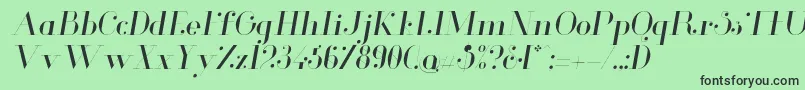 GlamorLightitalic-fontti – mustat fontit vihreällä taustalla