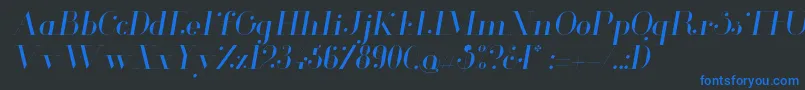 フォントGlamorLightitalic – 黒い背景に青い文字