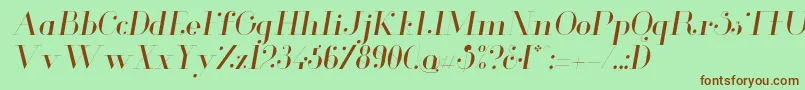 フォントGlamorLightitalic – 緑の背景に茶色のフォント