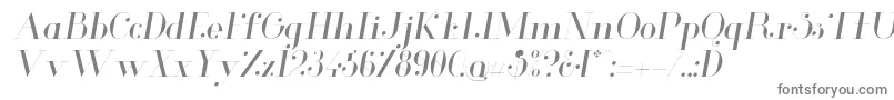 Fonte GlamorLightitalic – fontes cinzas em um fundo branco