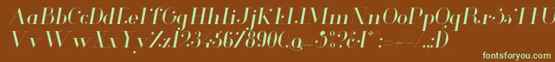 フォントGlamorLightitalic – 緑色の文字が茶色の背景にあります。