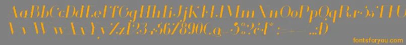 フォントGlamorLightitalic – オレンジの文字は灰色の背景にあります。