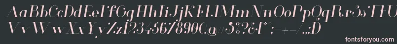 Fonte GlamorLightitalic – fontes rosa em um fundo preto