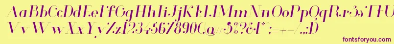 GlamorLightitalic Font – Purple Fonts on Yellow Background