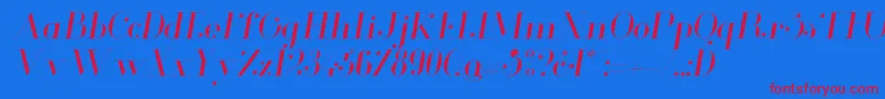 GlamorLightitalic Font – Red Fonts on Blue Background