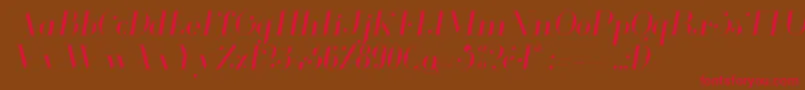 Fonte GlamorLightitalic – fontes vermelhas em um fundo marrom