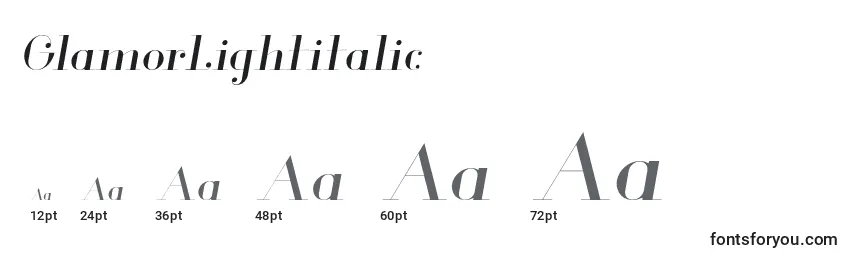 GlamorLightitalic Font Sizes