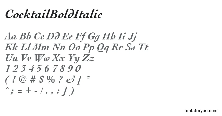 Шрифт CocktailBoldItalic – алфавит, цифры, специальные символы
