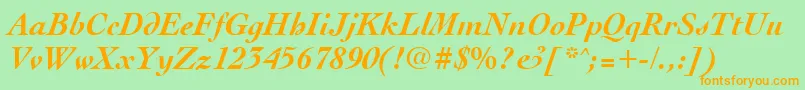 CocktailBoldItalic Font – Orange Fonts on Green Background