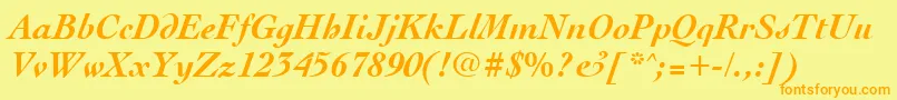 CocktailBoldItalic Font – Orange Fonts on Yellow Background