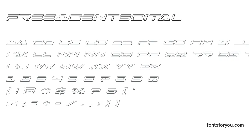 Freeagent3Ditalフォント–アルファベット、数字、特殊文字