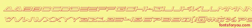 Freeagent3Dital-Schriftart – Rote Schriften auf gelbem Hintergrund
