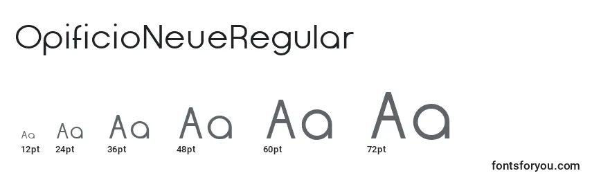 Размеры шрифта OpificioNeueRegular