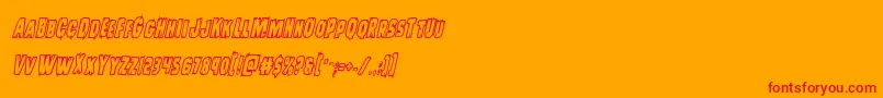 Leatherfaceboldoutital Font – Red Fonts on Orange Background