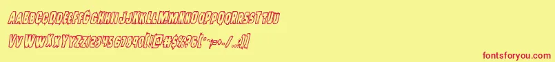 Leatherfaceboldoutital Font – Red Fonts on Yellow Background