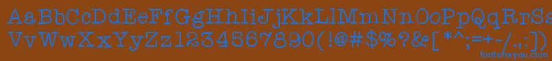 Anitypewriter-Schriftart – Blaue Schriften auf braunem Hintergrund