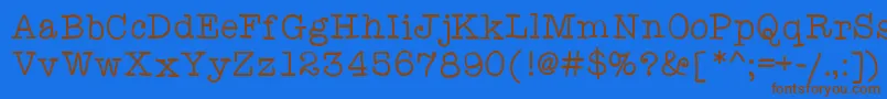 フォントAnitypewriter – 茶色の文字が青い背景にあります。