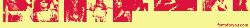 Fonte Amybats5 – fontes vermelhas em um fundo amarelo