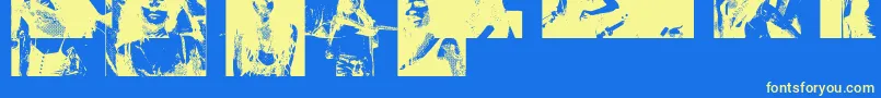Amybats5-Schriftart – Gelbe Schriften auf blauem Hintergrund