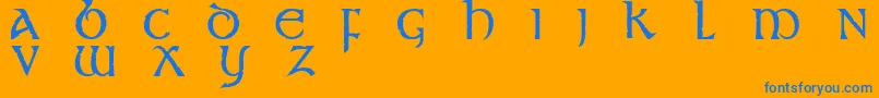 Stonecross Font – Blue Fonts on Orange Background