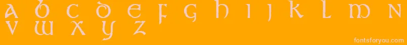 Stonecross-Schriftart – Rosa Schriften auf orangefarbenem Hintergrund