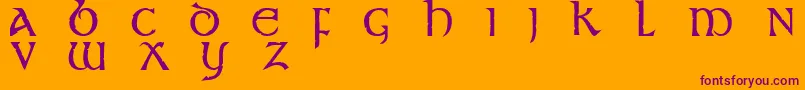 Stonecross-Schriftart – Violette Schriften auf orangefarbenem Hintergrund