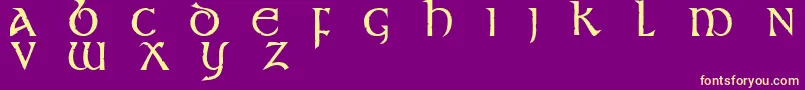 Stonecross-Schriftart – Gelbe Schriften auf violettem Hintergrund