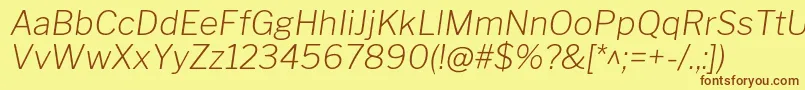 LibrefranklinExtralightitalic Font – Brown Fonts on Yellow Background