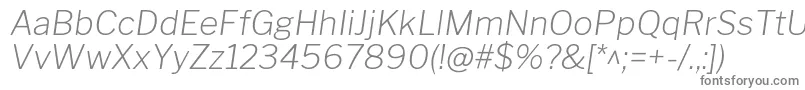フォントLibrefranklinExtralightitalic – 白い背景に灰色の文字