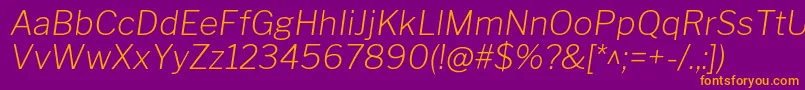 LibrefranklinExtralightitalic-fontti – oranssit fontit violetilla taustalla