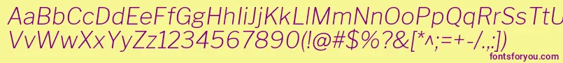 LibrefranklinExtralightitalic Font – Purple Fonts on Yellow Background