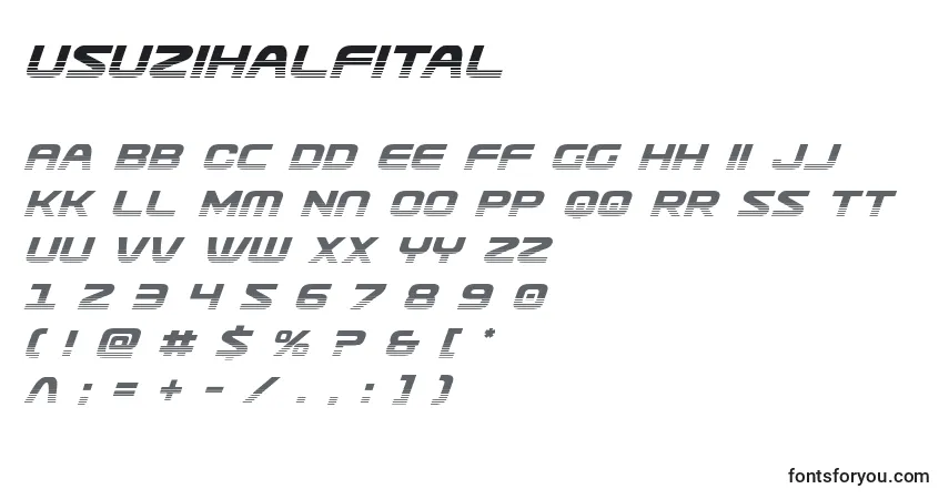 characters of usuzihalfital font, letter of usuzihalfital font, alphabet of  usuzihalfital font
