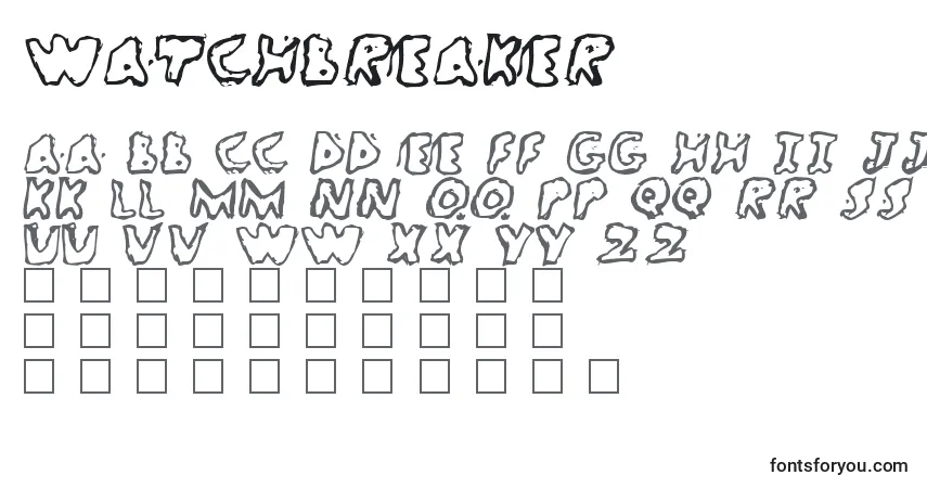 characters of watchbreaker font, letter of watchbreaker font, alphabet of  watchbreaker font