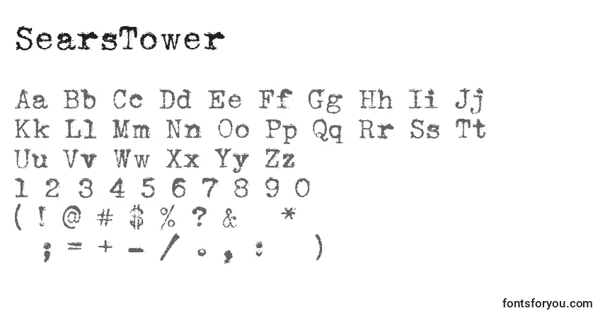 characters of searstower font, letter of searstower font, alphabet of  searstower font