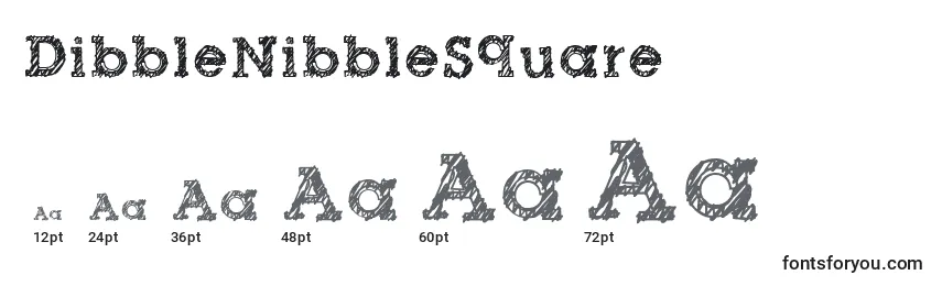 sizes of dibblenibblesquare font, dibblenibblesquare sizes