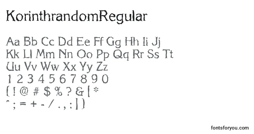 Шрифт KorinthrandomRegular – алфавит, цифры, специальные символы