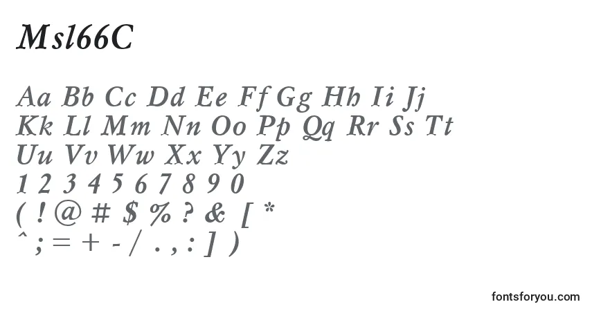 A fonte Msl66C – alfabeto, números, caracteres especiais