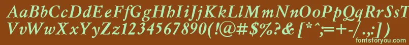 フォントMsl66C – 緑色の文字が茶色の背景にあります。