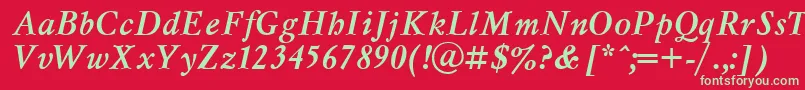 フォントMsl66C – 赤い背景に緑の文字